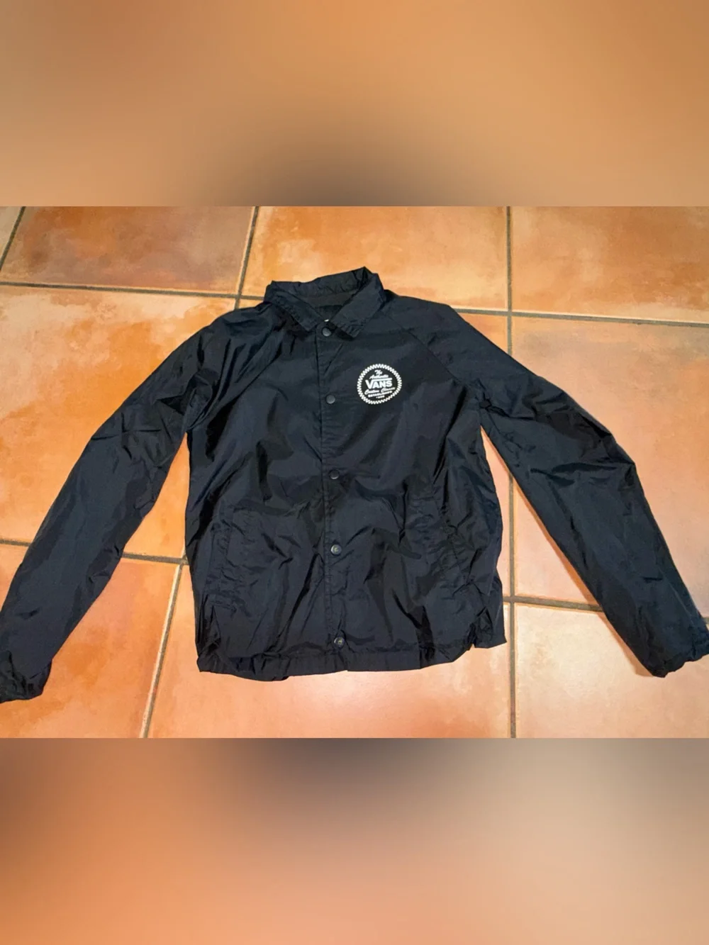 Vans Black Windbreaker Jacket with White Chest Logo - Kids